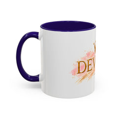 Devoted Crown Coffee Mug — Elegant Gold Script Ceramic Mug (11oz & 15oz)