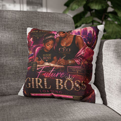 Square Pillow - "Future Girl Boss" Mother & Daughter Decorative Throw Pillow