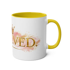 11oz Two-Tone Mug — 'Involve' Gold Crown Design | Royal Coffee Cup Gift