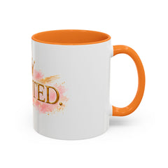 Devoted Crown Coffee Mug — Elegant Gold Script Ceramic Mug (11oz & 15oz)