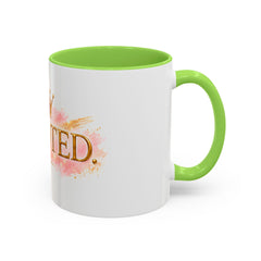Devoted Crown Coffee Mug — Elegant Gold Script Ceramic Mug (11oz & 15oz)