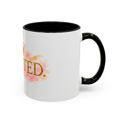 Devoted Crown Coffee Mug — Elegant Gold Script Ceramic Mug (11oz & 15oz)