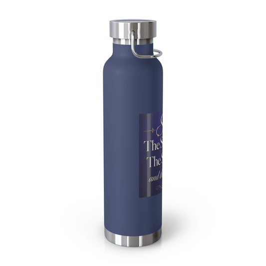 22oz Insulated Water Bottle – “She is the Standard, The Scholar, and the Story” Navy Copper Vacuum Flask