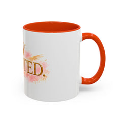 Devoted Crown Coffee Mug — Elegant Gold Script Ceramic Mug (11oz & 15oz)