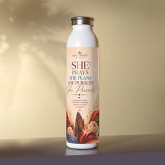 Inspirational 'She Prays, She Prevails' Slim Water Bottle