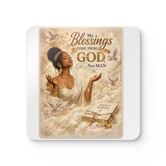 My Blessings Come From God Cork Coaster Set — Faith-Inspired Drink Coasters (Holy Bible Design)