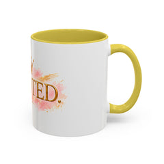 Devoted Crown Coffee Mug — Elegant Gold Script Ceramic Mug (11oz & 15oz)