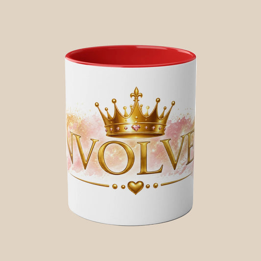 11oz Two-Tone Mug — 'Involve' Gold Crown Design | Royal Coffee Cup Gift