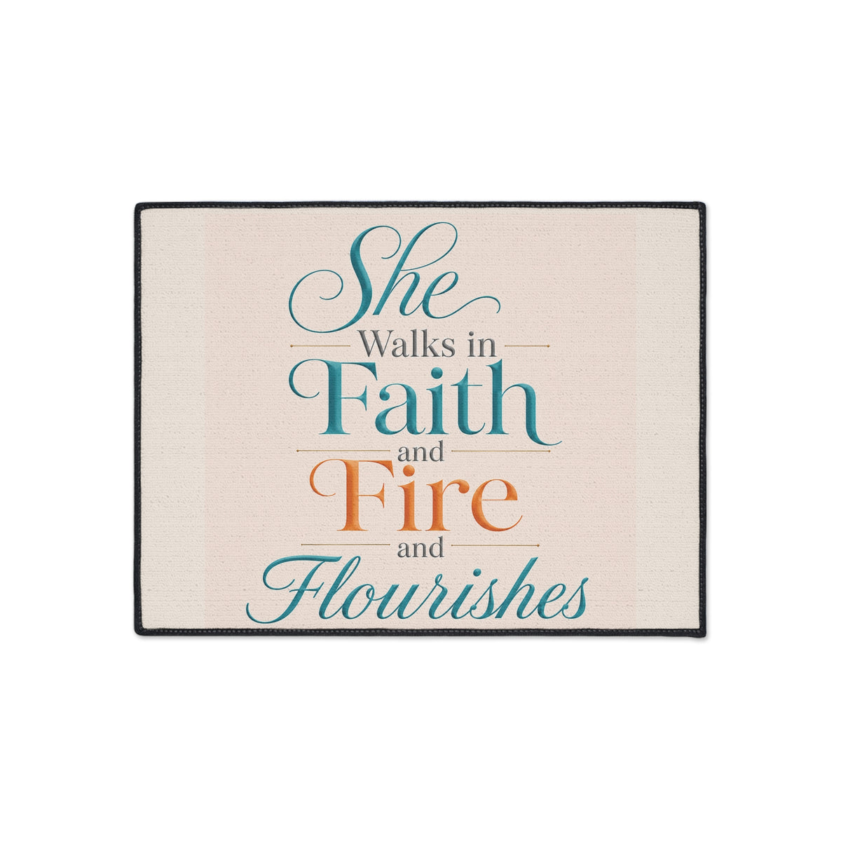 She Walks in Faith and Fire Doormat - Inspirational Heavy Duty Floor Mat
