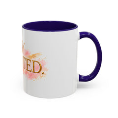 Devoted Crown Coffee Mug — Elegant Gold Script Ceramic Mug (11oz & 15oz)