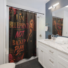 Cortina de Ducha — "Soy el modelo, no el plan B" Decoración motivacional glamorosa para baño