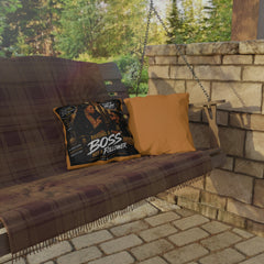 Outdoor Pillow — Raising a Boss Not a Follower Inspirational Mom & Son Design