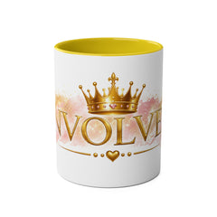 11oz Two-Tone Mug — 'Involve' Gold Crown Design | Royal Coffee Cup Gift