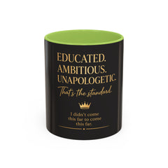 Her Empire Collection™ | Educated. Ambitious. Unapologetic.™ Luxury Coffee Mug | Black & Gold Inspirational Gift | 11oz & 15oz