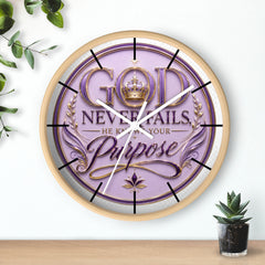 Reloj de pared — "Dios nunca falla, Él conoce tu propósito" Reloj decorativo inspirador