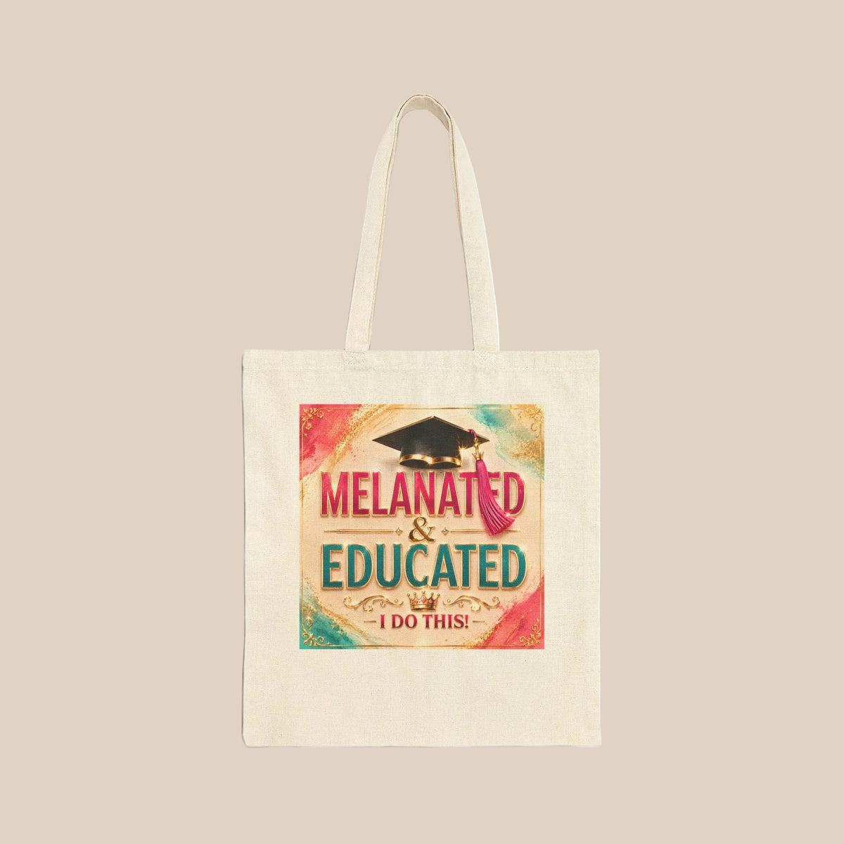 Bolsa de lona "Melanated & Educated" — Bolsa de regalo de graduación para estudiantes negros orgullosos
