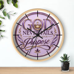 Reloj de pared — "Dios nunca falla, Él conoce tu propósito" Reloj decorativo inspirador