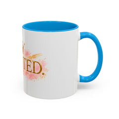 Devoted Crown Coffee Mug — Elegant Gold Script Ceramic Mug (11oz & 15oz)