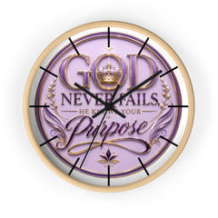 Reloj de pared — "Dios nunca falla, Él conoce tu propósito" Reloj decorativo inspirador