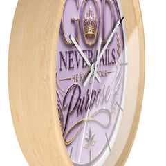 Reloj de pared — "Dios nunca falla, Él conoce tu propósito" Reloj decorativo inspirador