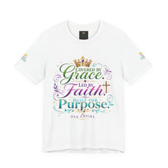 Covered by Grace Led by Faith Built for Purpose Christian T‑Shirt