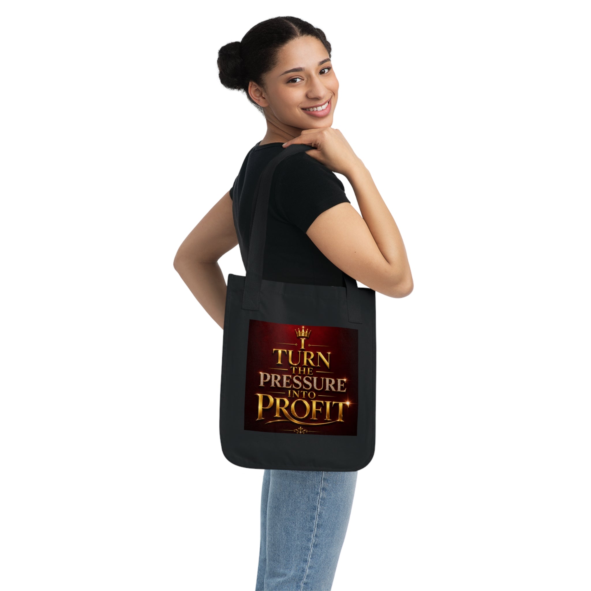 Turn the Pressure Into Profit Canvas Tote — Motivational Business Quote Tote Bag