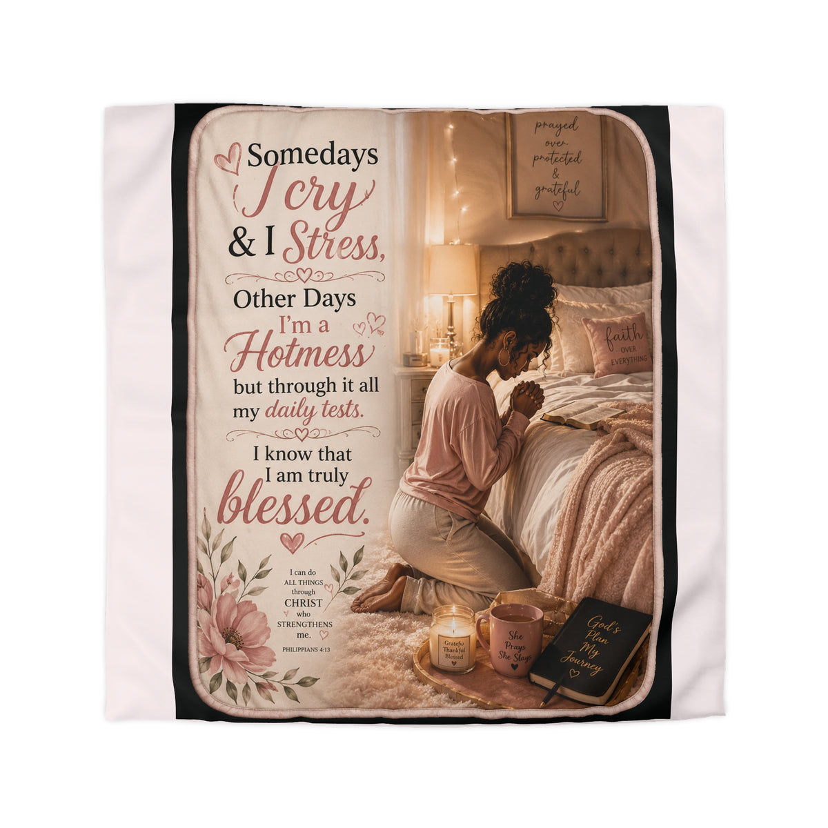 Blessed Hotmess Prayer Duvet Cover — Inspirational Christian Bedroom Decor